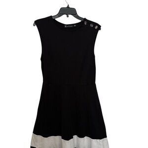 New York & Company Black and White Button Detail Mini Dress
